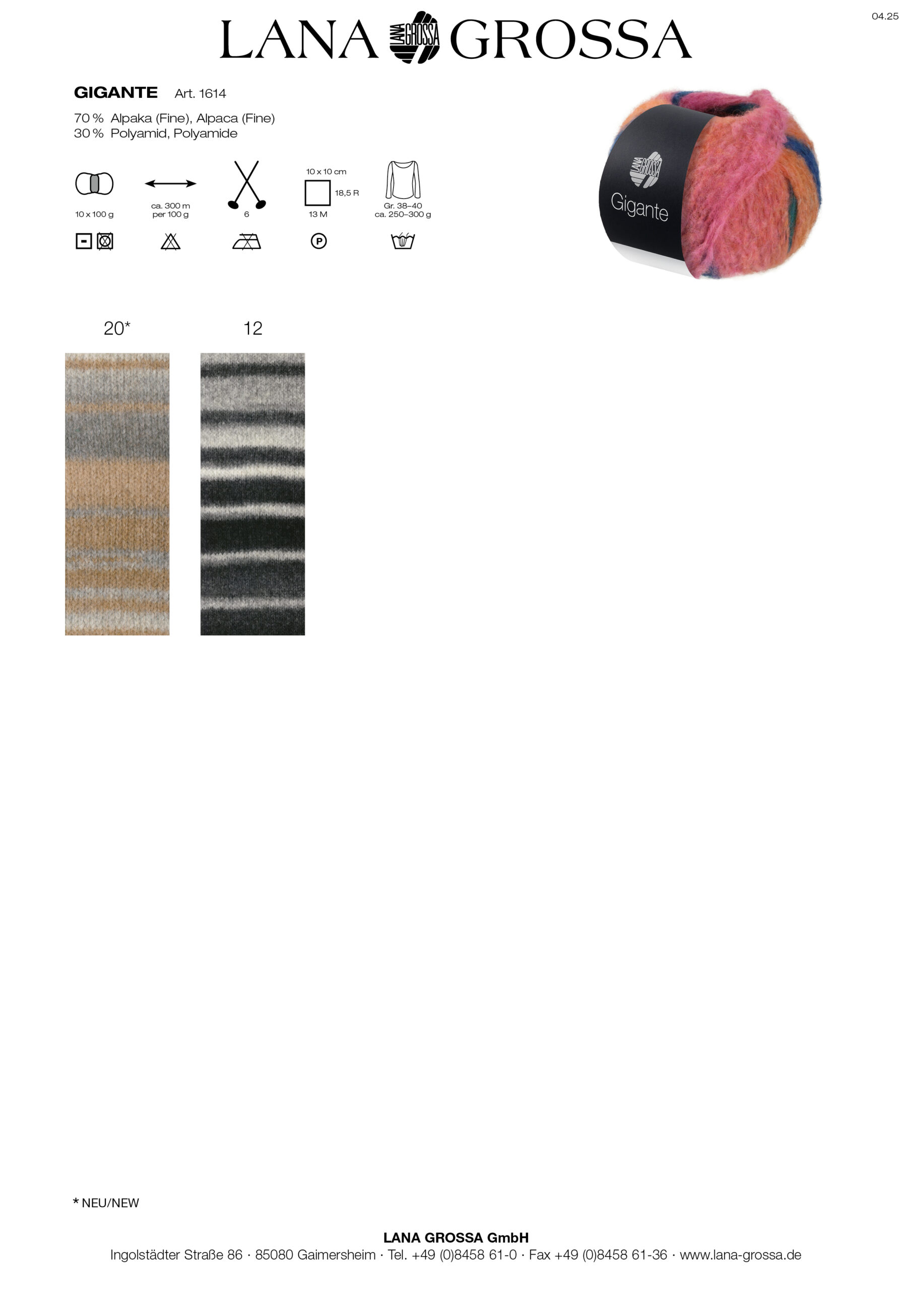 LANA GROSSA Mode mit Wolle Handels- und Vertriebs GmbH GIGANTE