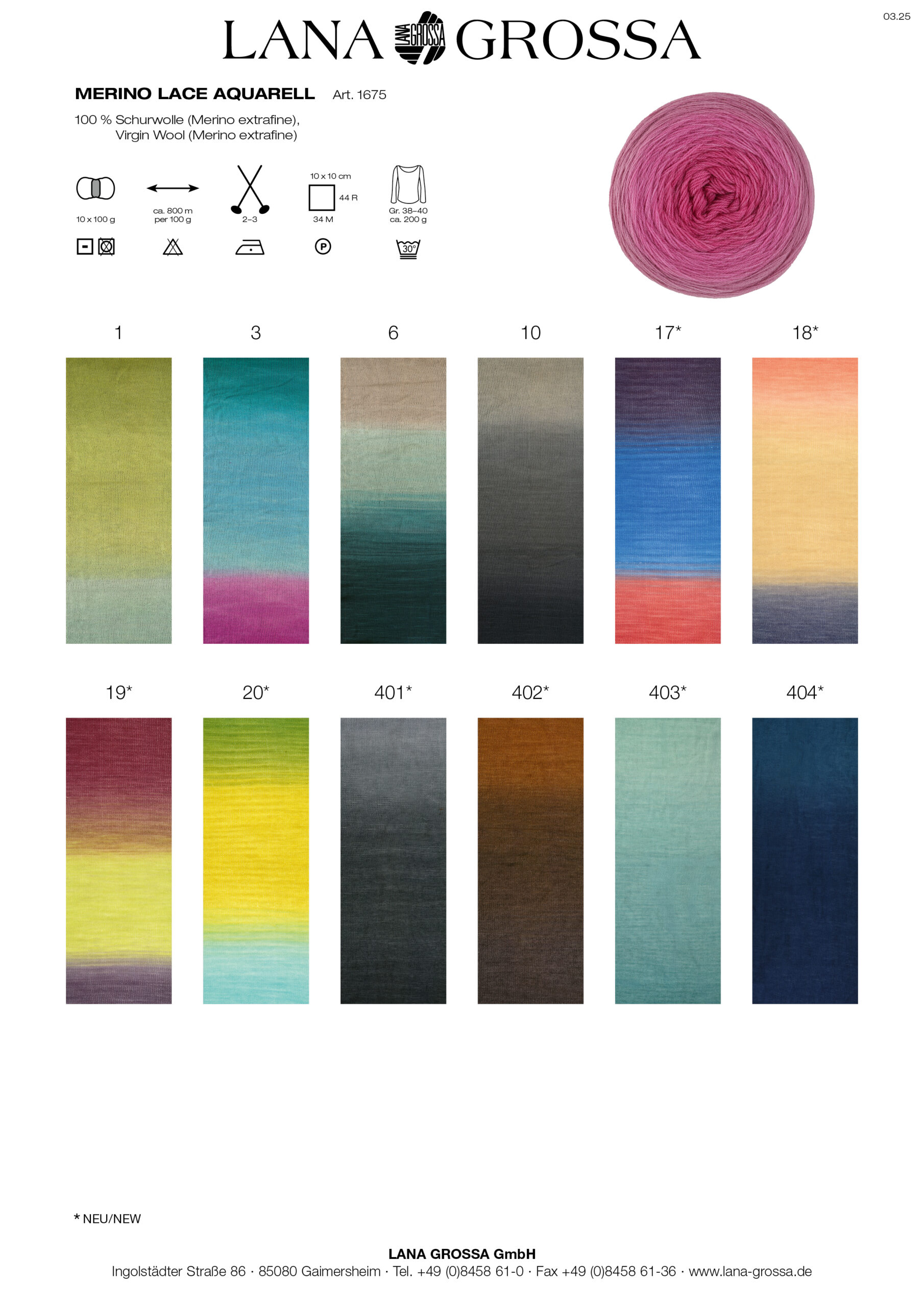LANA GROSSA Mode mit Wolle Handels- und Vertriebs GmbH MERINO LACE AQUARELL